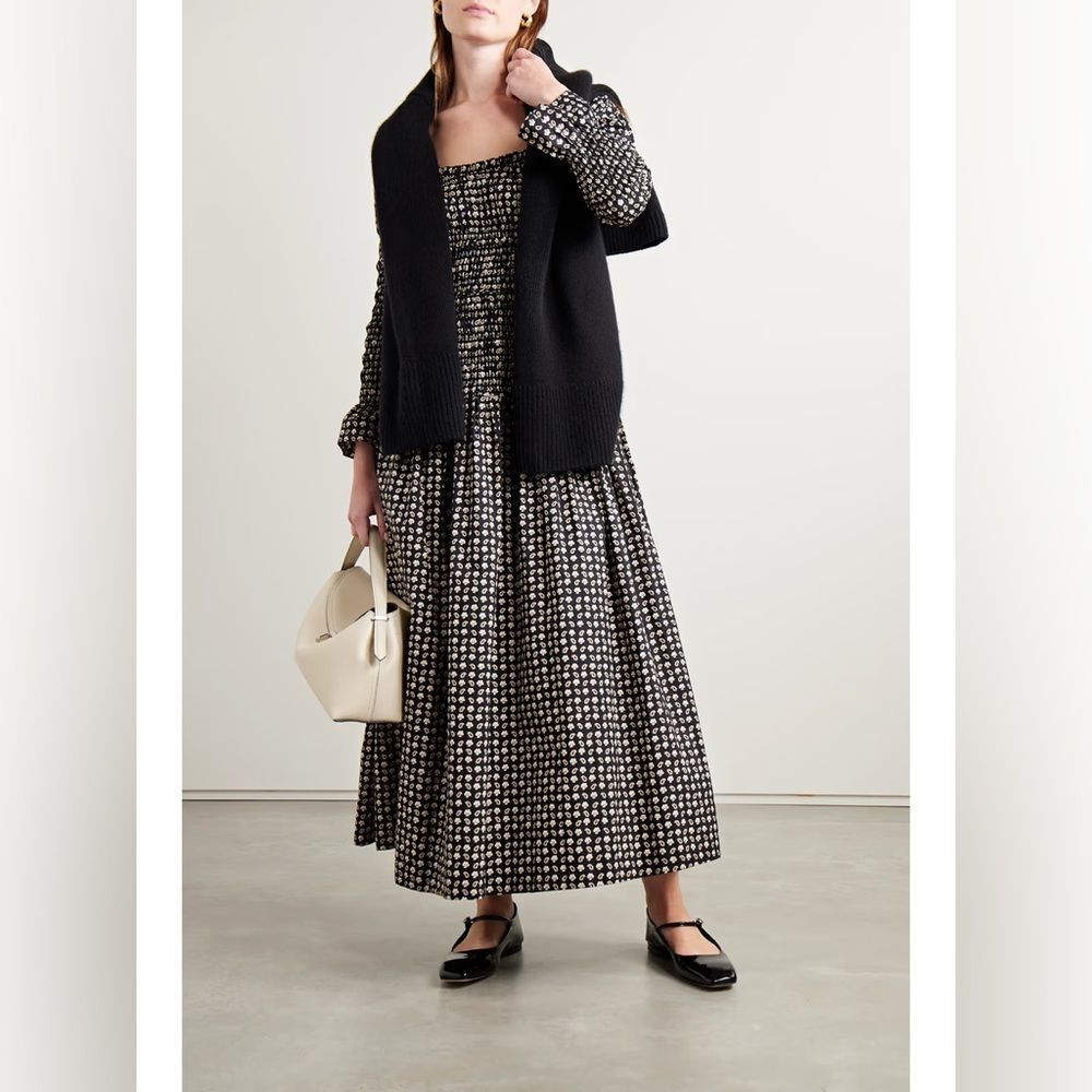 Doen NWT Bellamy shirred printed organic cotton-poplin maxi dress - Picture 2 of 5